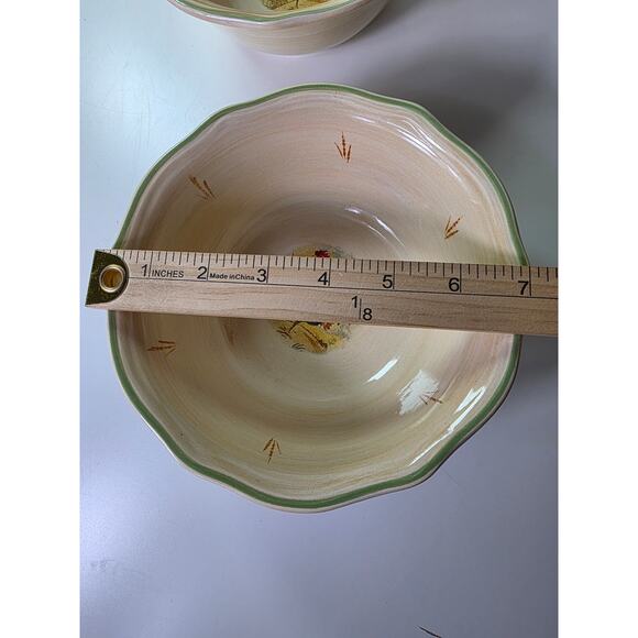 GIBSON DESIGNS Yellow Green Farm Royal Rooster Cottage Deep Soup Bowl - Picture 4 of 6